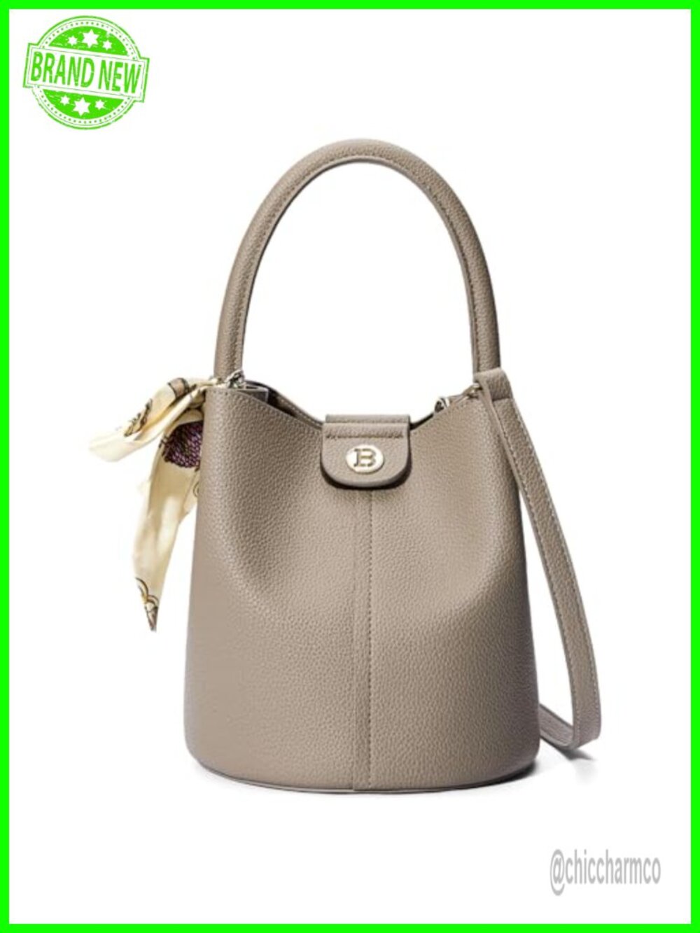 Small Crossbody Bag Vegan Leather Bucket Purse Detachable Strap